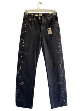 Levi's 501 '90s Mid Rise Studded Straight Leg Jeans 26/32